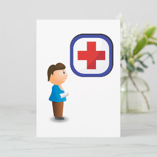 Injured Boy with Arm Cast Medical Cross Invitation