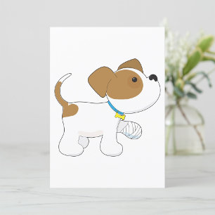 Injured Puppy Dog with Bandaged Paw Invitation