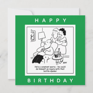Injury with a Bottle-Opener Worry Cartoon Card