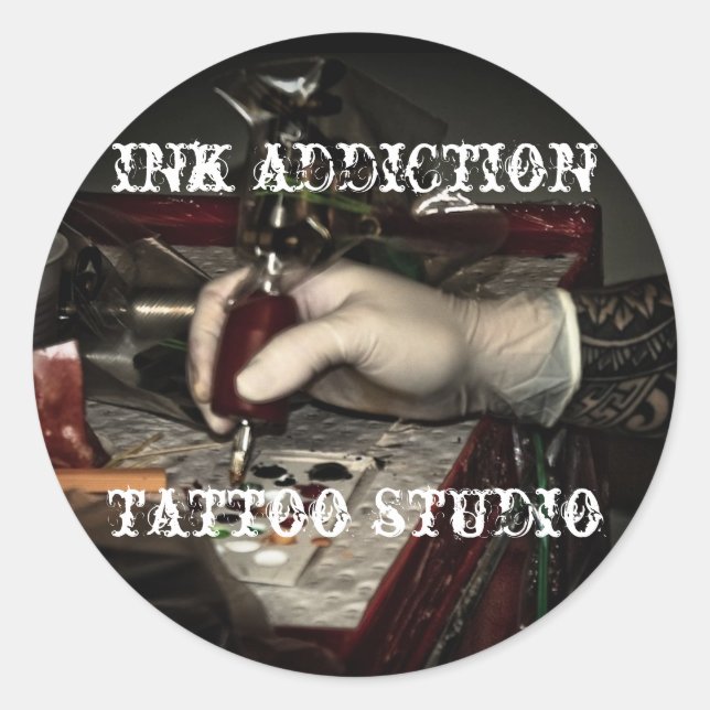 Ink Addiction Tattoo Studio Classic Round Sticker (Front)