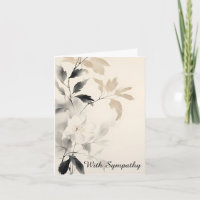 Ink and Wash Flower and Leaves Sympathy Card