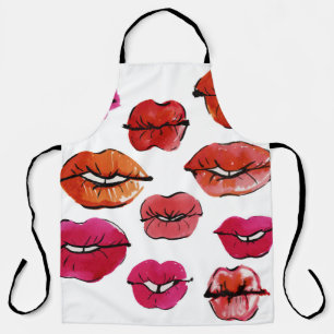 Ink and watercolor lips set apron