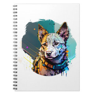 Ink Art Style Dog Portrait Notebook