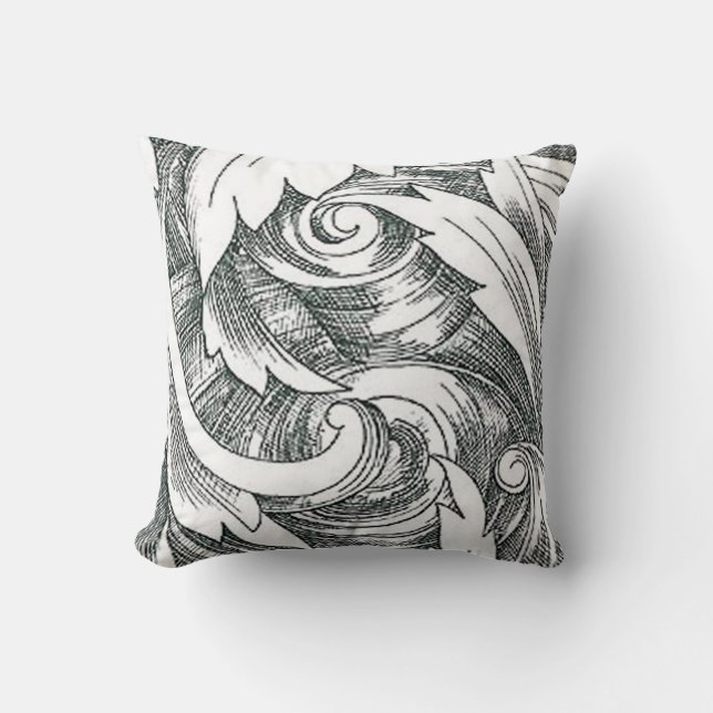 Ink Art Swirl Reversible Pillow (Front)