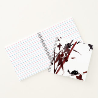 Ink art with snail and red bamboo notebook