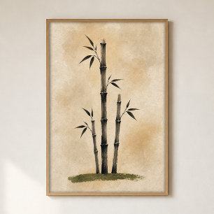 Ink Bamboo Watercolour Minimalist Art Poster