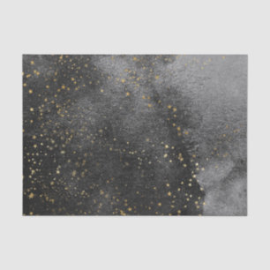 Ink black night sky gold starfield craft tissue paper