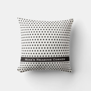 Ink Black Polkadot Pattern Throw Pillow