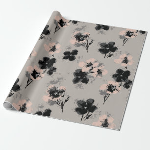 Ink Bloom Dark Wrapping Paper