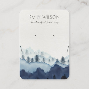 Ink Blue Navy Pine Woods Earring Necklace Display Business Card
