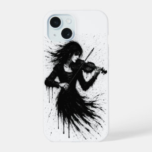Ink‑Born Violinist in the Storm of Sound iPhone 15 Case