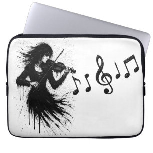 Ink‑Born Violinist in the Storm of Sound Laptop Sleeve