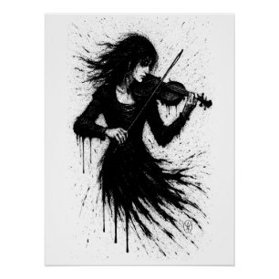 Ink‑Born Violinist in the Storm of Sound Poster