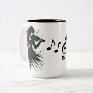 Ink‑Born Violinist in the Storm of Sound Two-Tone Coffee Mug