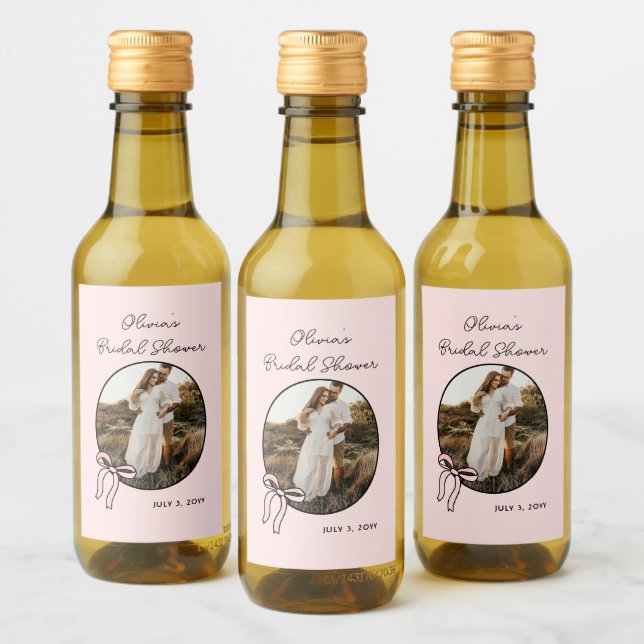 .ink Bow Bridal Shower Favour Mini Wine Label (Bottles)