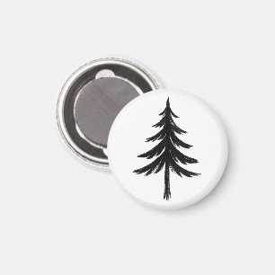 Ink Brush Evergreen Tree – Forest Design on Magnet