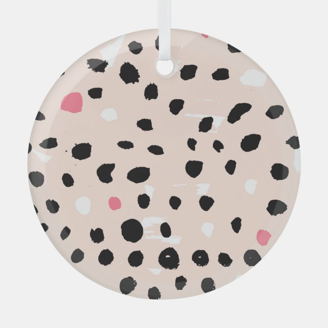 Ink Brush Strokes: Artistic Texture Glass Ornament (Front)