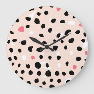 Ink Brush Strokes: Artistic Texture Large Clock