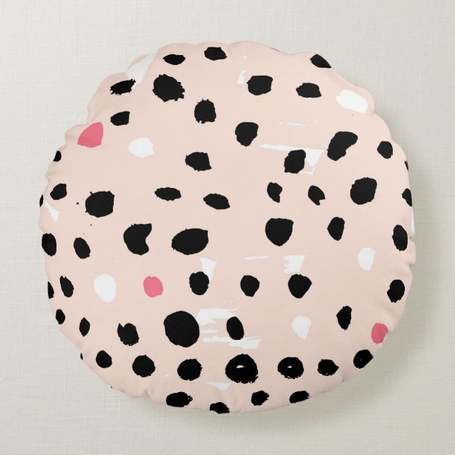 Ink Brush Strokes: Artistic Texture Round Pillow (Front)
