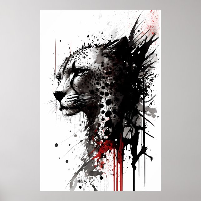 Ink Cheetah Portrait Poster (Front)