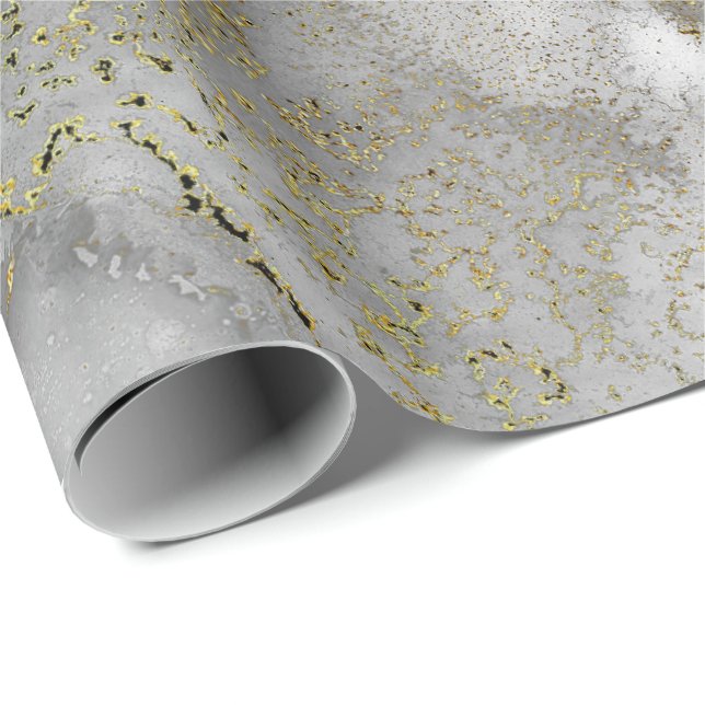 Ink Copper Gold Liquid Paint Grey Black White Wrapping Paper (Roll Corner)