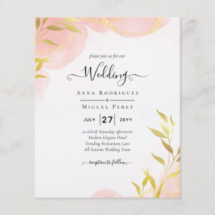 INK Coral Peach Gold Leaves Wedding Invite Flyer