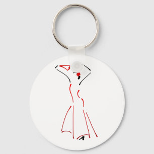 Ink Drawing of a Flamenco Dancer Keychain