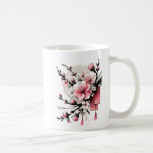 Ink Drawing of Hoa Dao Happy New Year Coffee Mug