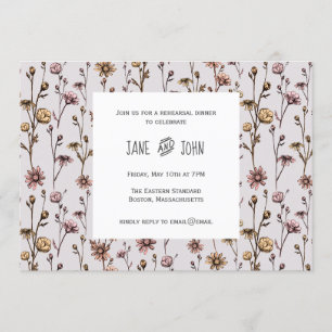 Ink Drawn Daisies Rehearsal Dinner Invitation