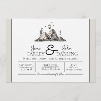 Ink Drawn Mountains Wedding Invitation