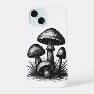 Ink‑Drawn Mushroom Cluster Tote Bag iPhone 15 Case