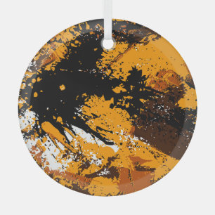 Ink Explosion: Colourful Abstract Splashes Glass Ornament