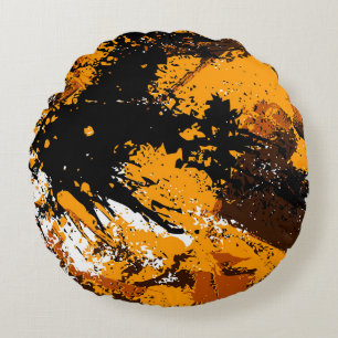 Ink Explosion: Colourful Abstract Splashes Round Pillow
