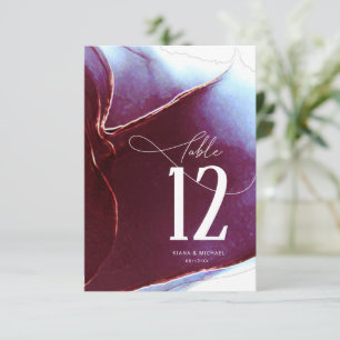 Ink Flow Wedding Table Number Burgundy ID762