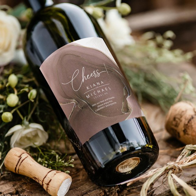 Ink Flow Wedding Taupe ID762 Wine Label (Creator Uploaded)