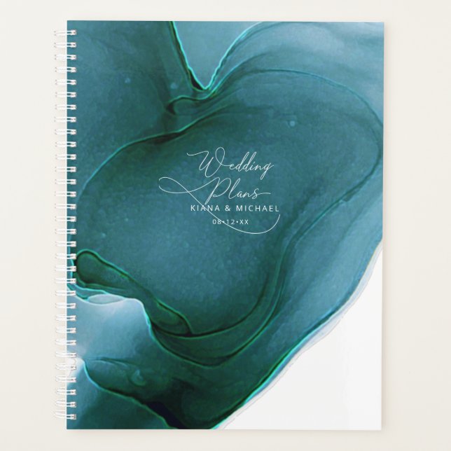 Ink Flow Wedding Teal ID762 Planner (Front)