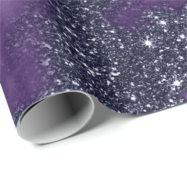 Ink Liquid Paint Amethyst Purple Black Glitt Grey Wrapping Paper (Roll Corner)