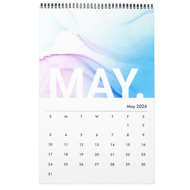 Ink Marble Texture Modern Monthly Calendar (May 2026)