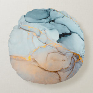 Ink, paint, abstract. Closeup of the painting. Col Round Pillow