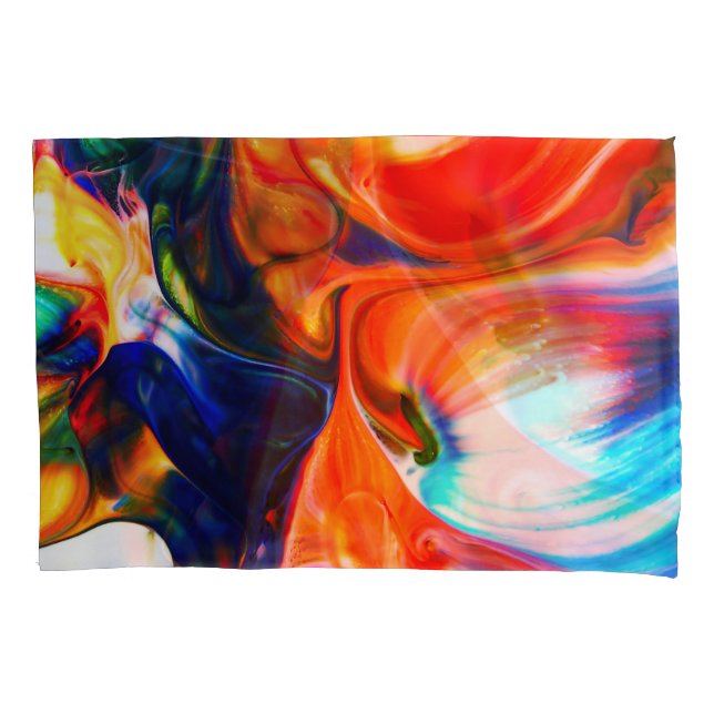 Ink Paint Explode: Colourful Abstract Pillowcase (Front)