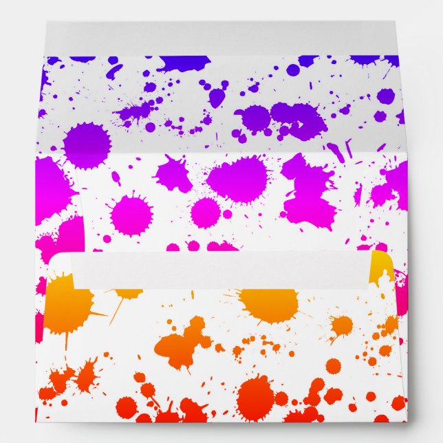 Ink Paint Splash Splatter Colourful Bright Rainbow Envelope (Back (Bottom))