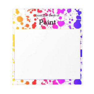 Ink Paint Splash Splatter Colourful Bright Rainbow Notepad