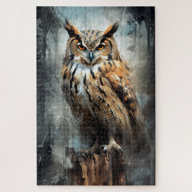 Ink painting of a owl jigsaw puzzle (Vertical)