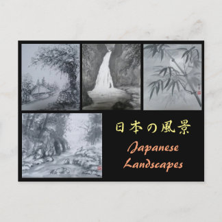 Ink Painting Postcard Japanese Landscapes