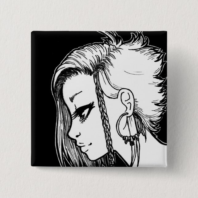 Ink Portraits (Panya) 2 Inch Square Button (Front)