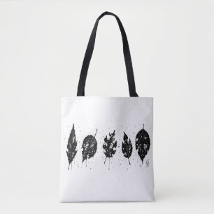 Ink‑Pressed Dead Leaves Tote Bag