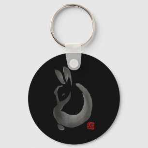 Ink rabbit minimalist ink japanese art design keychain