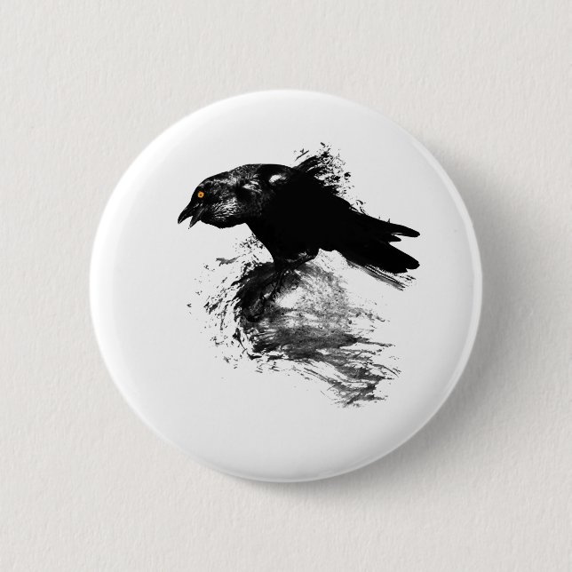 Ink Raven 2 Inch Round Button (Front)