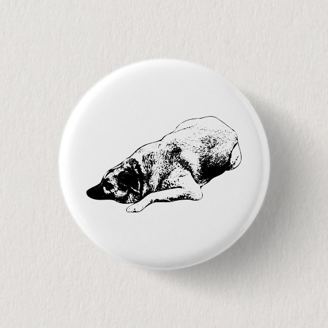 Ink Rest Dog Creates Warm Festive Look Accent 1 Inch Round Button (Front)
