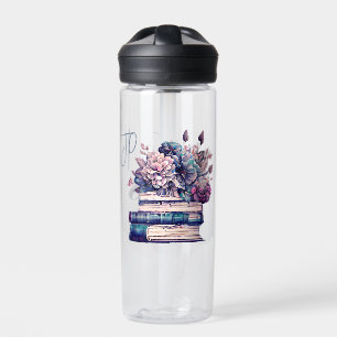 Ink Runs Deep Quote   Book Lovers Monogrammed Water Bottle